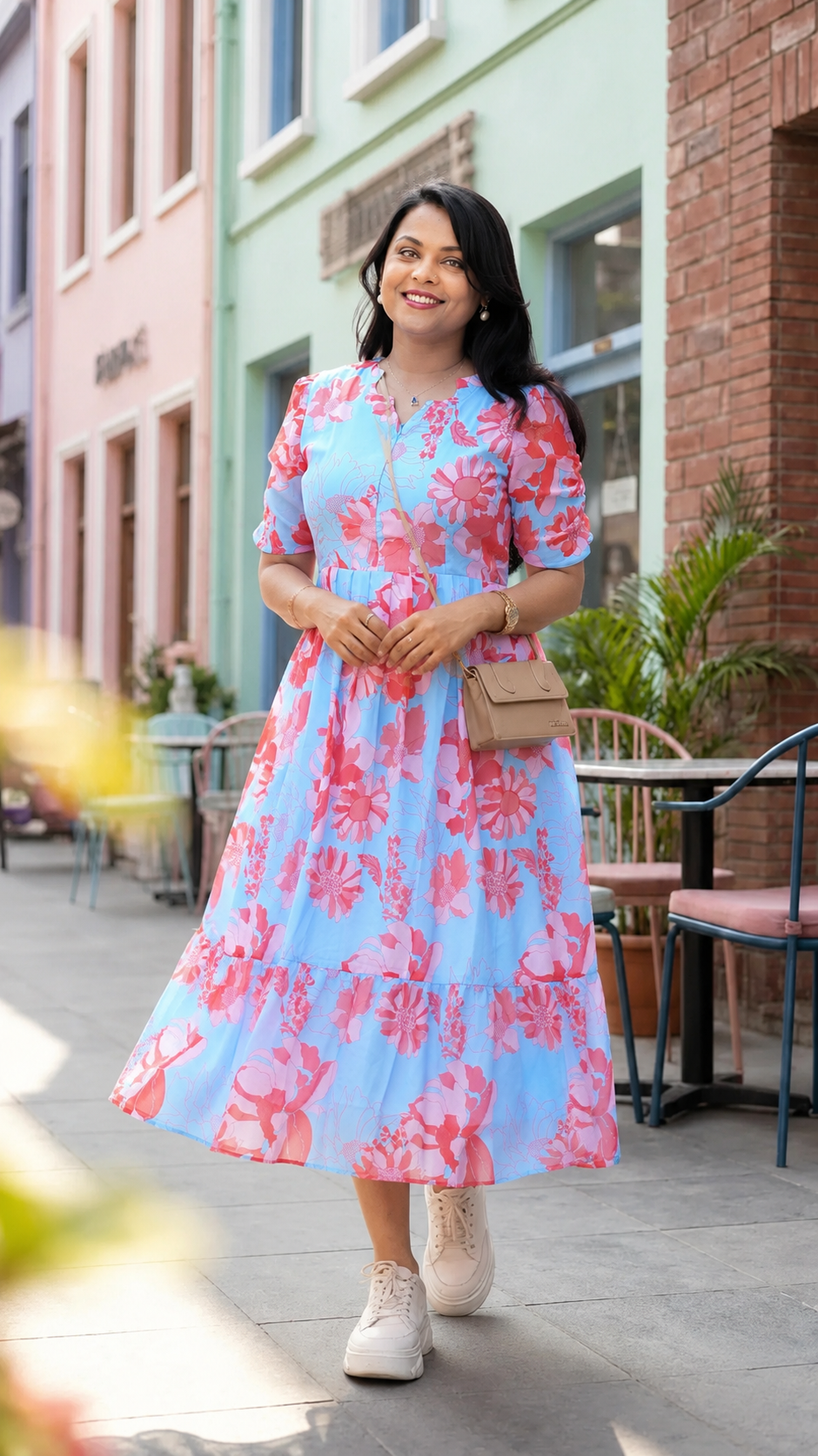 Marina georgette casual Dress With Lining ( No-Iron Everyday Dress)