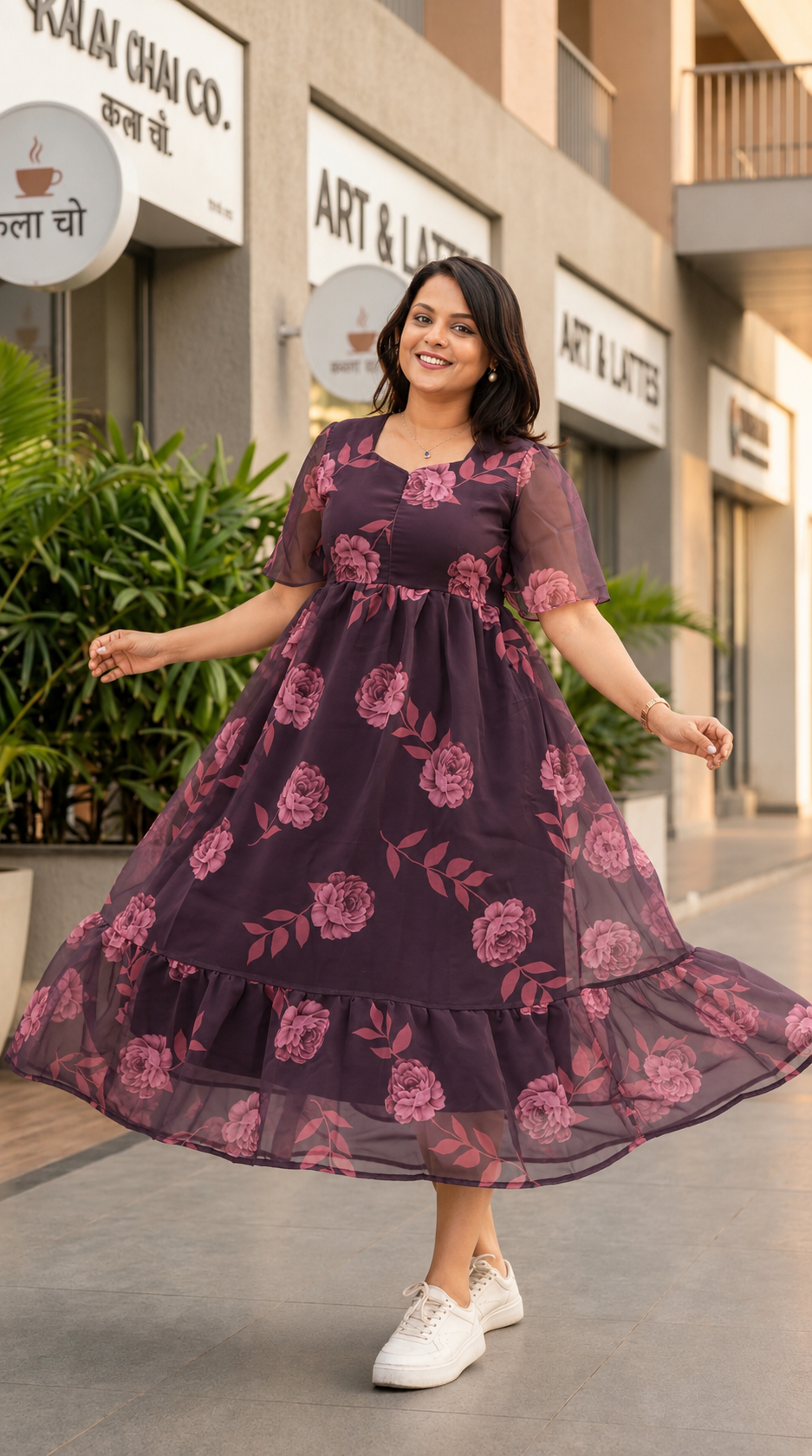 Maxi georgette casual Dress With Lining ( No-Iron Everyday Dress)50” inch