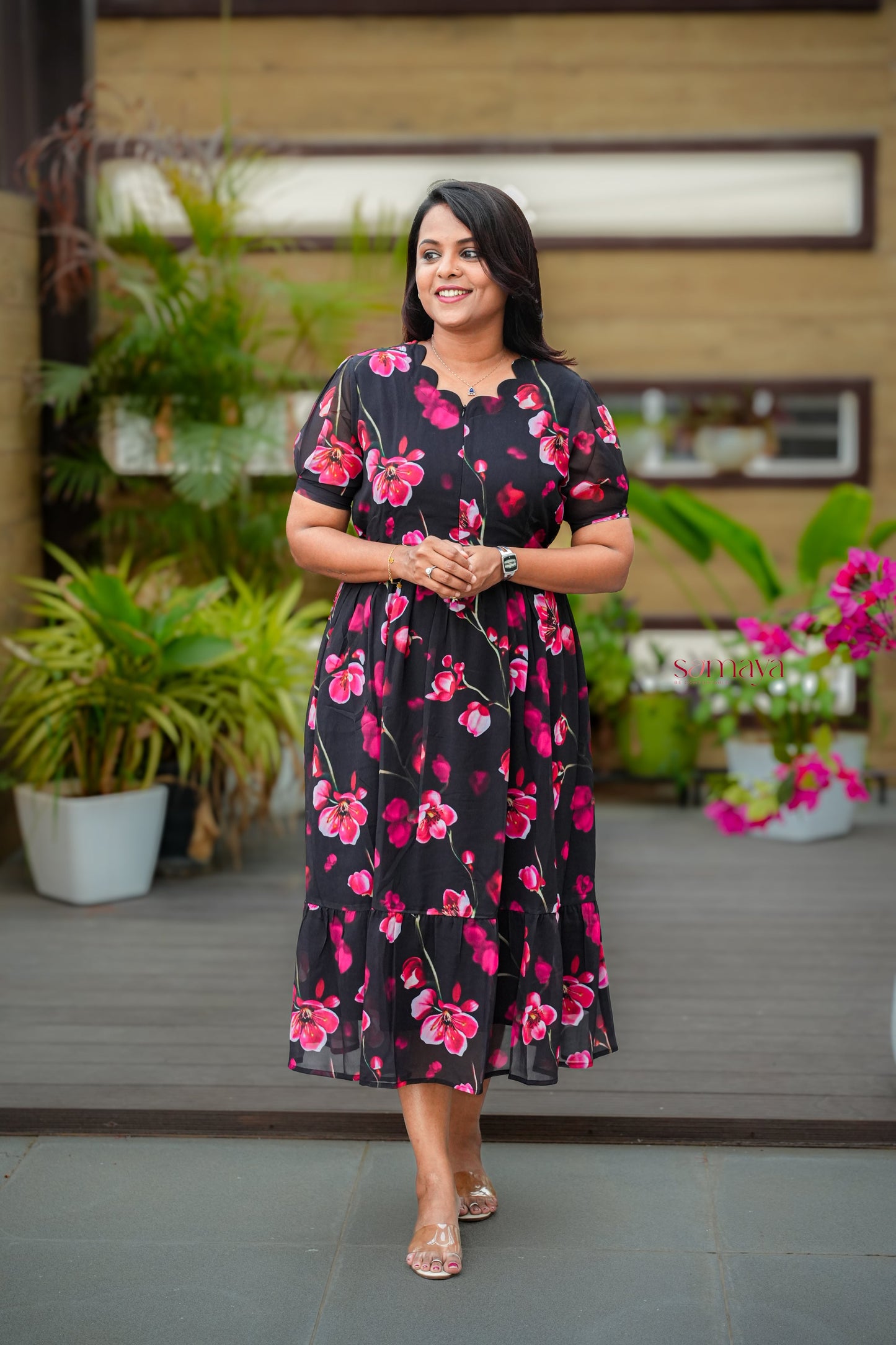 Sayara georgette casual  Dress With Lining ( No-Iron Everyday Dress)