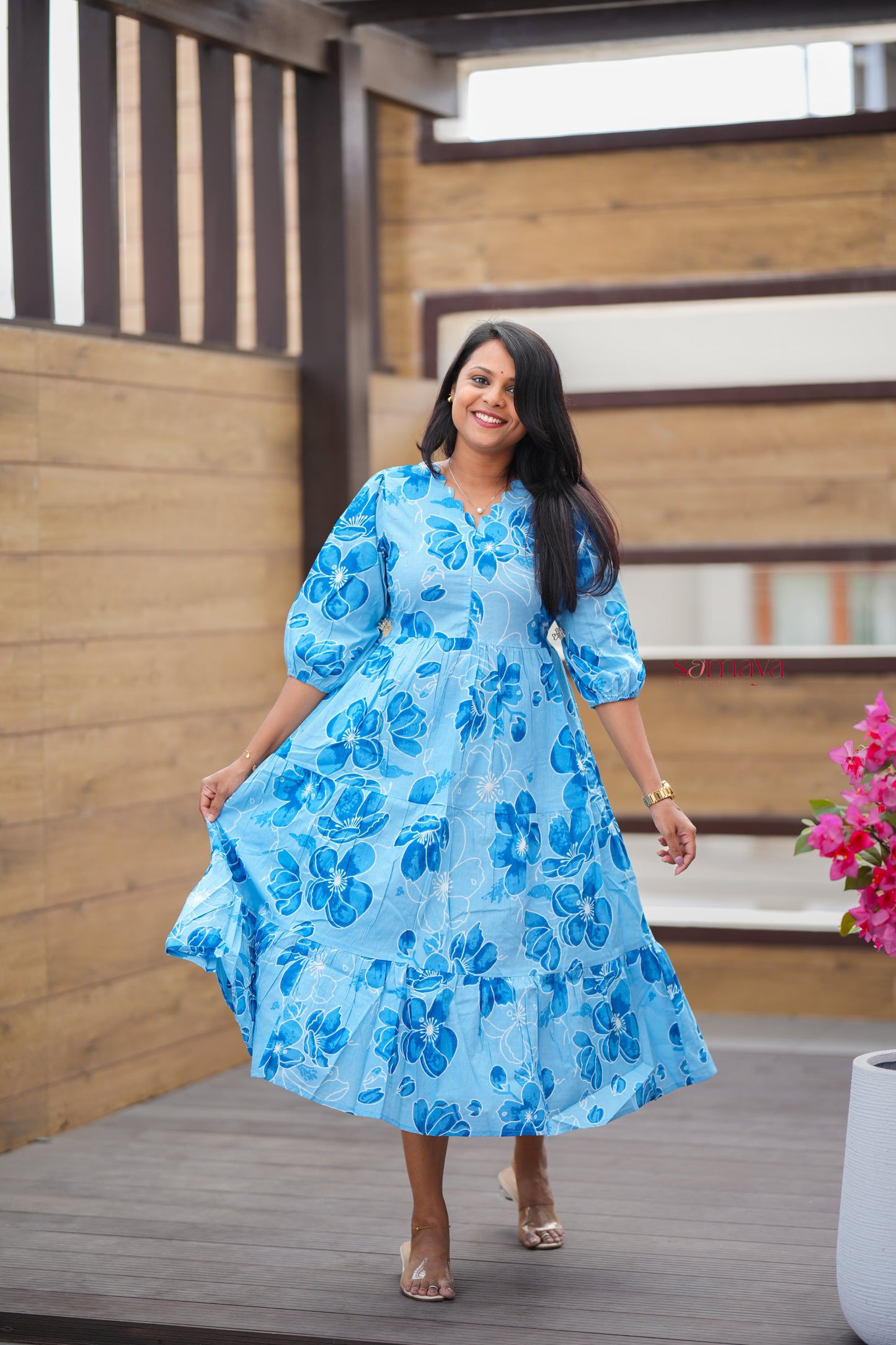 Blue day to night dress without lining