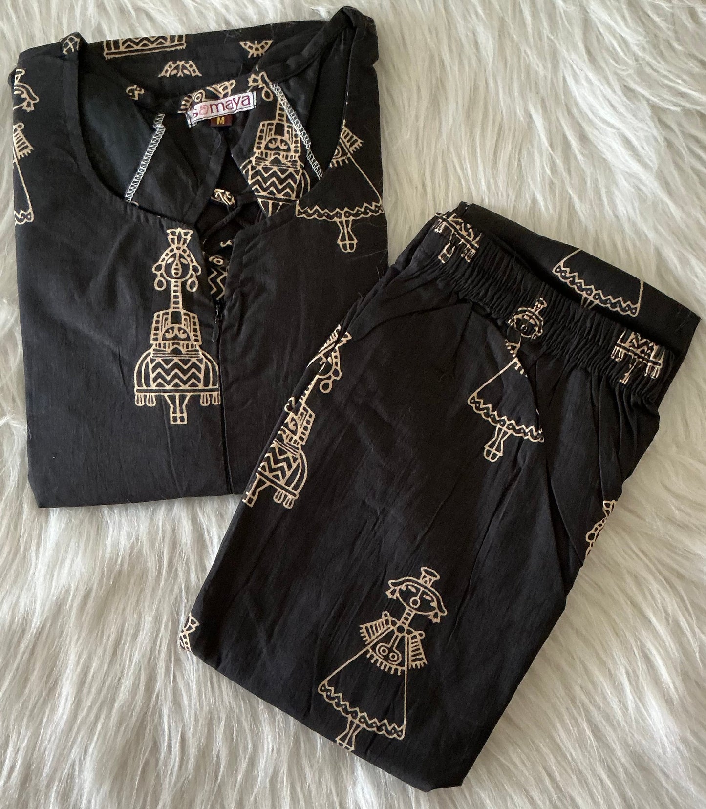 Nila - Black Cotton Co-ord Set with lining