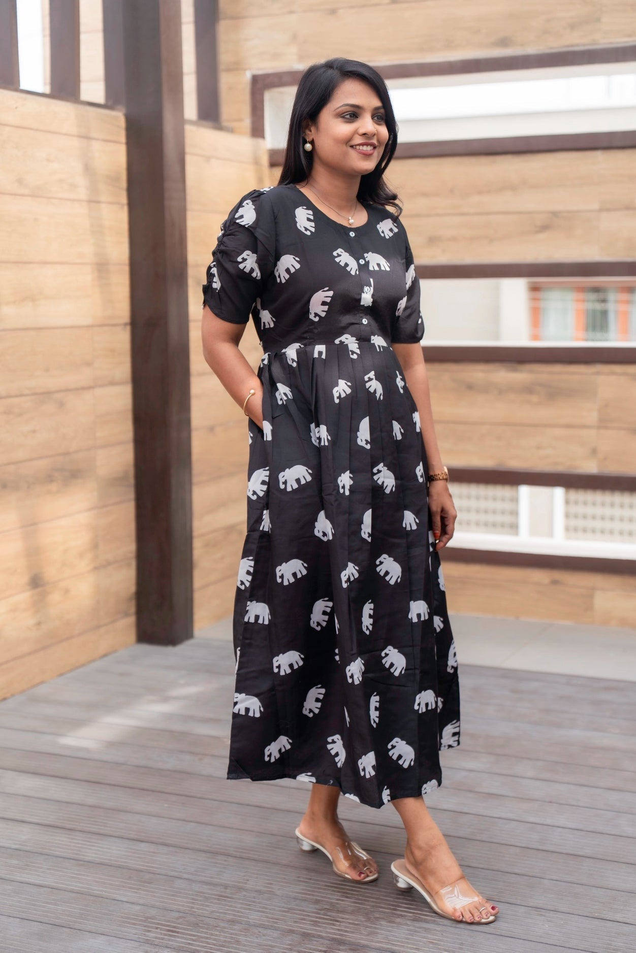 Black Elephant Day to Night Dress Without Lining (Wrinkle-Free Cotton blend  Dress)
