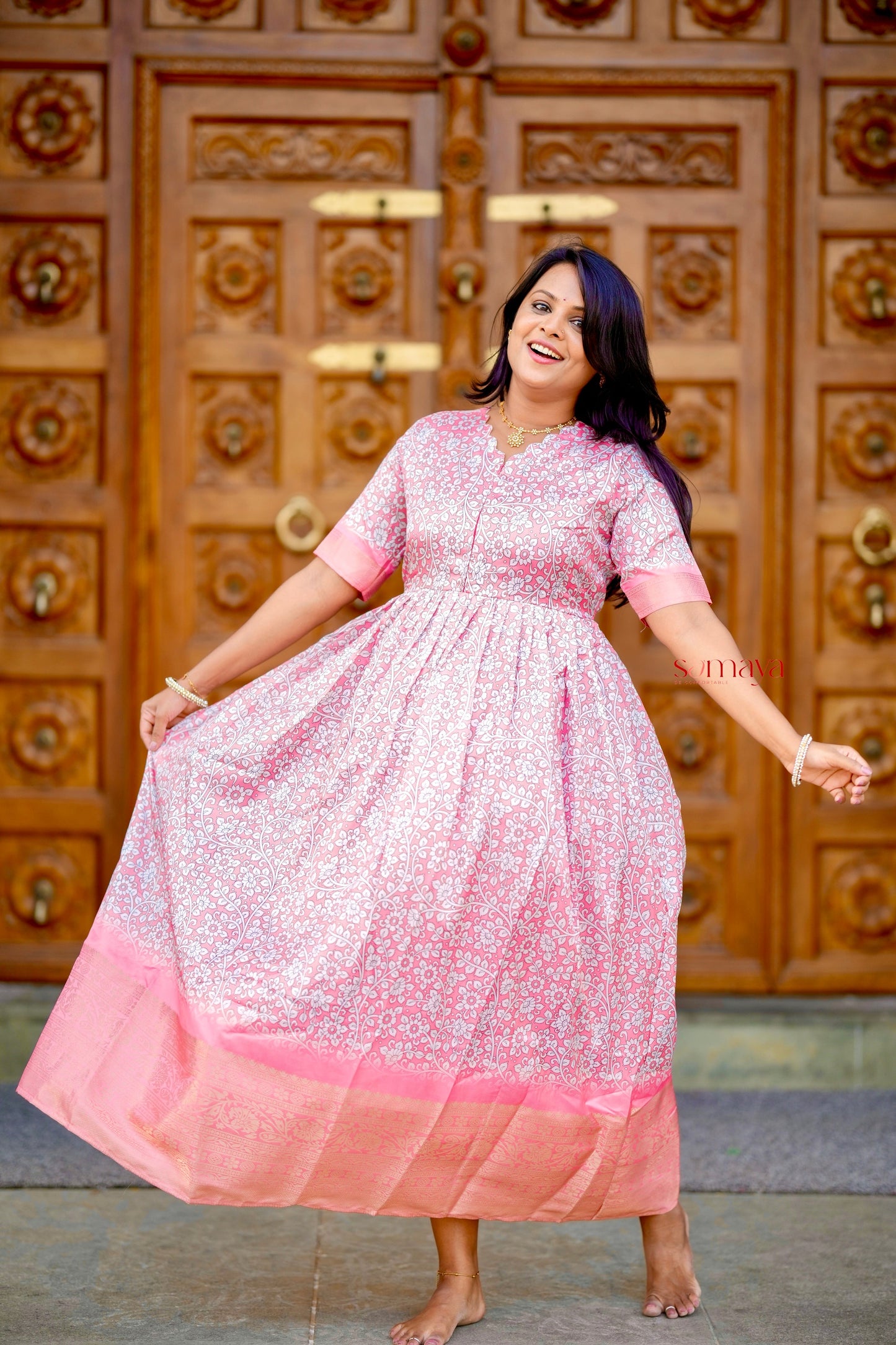 Vennila soft silk Dress with Lining ( ready to dispatch)