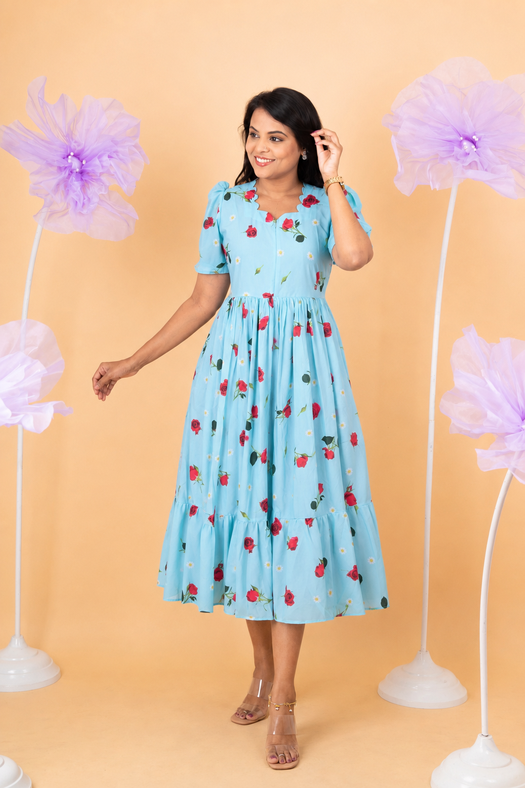 Vinisha georgette casual  Dress With Lining ( No-Iron Everyday Dress)