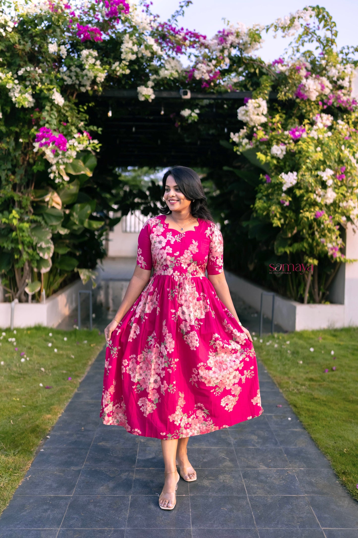 Bougainvillea Casual Dress With Lining