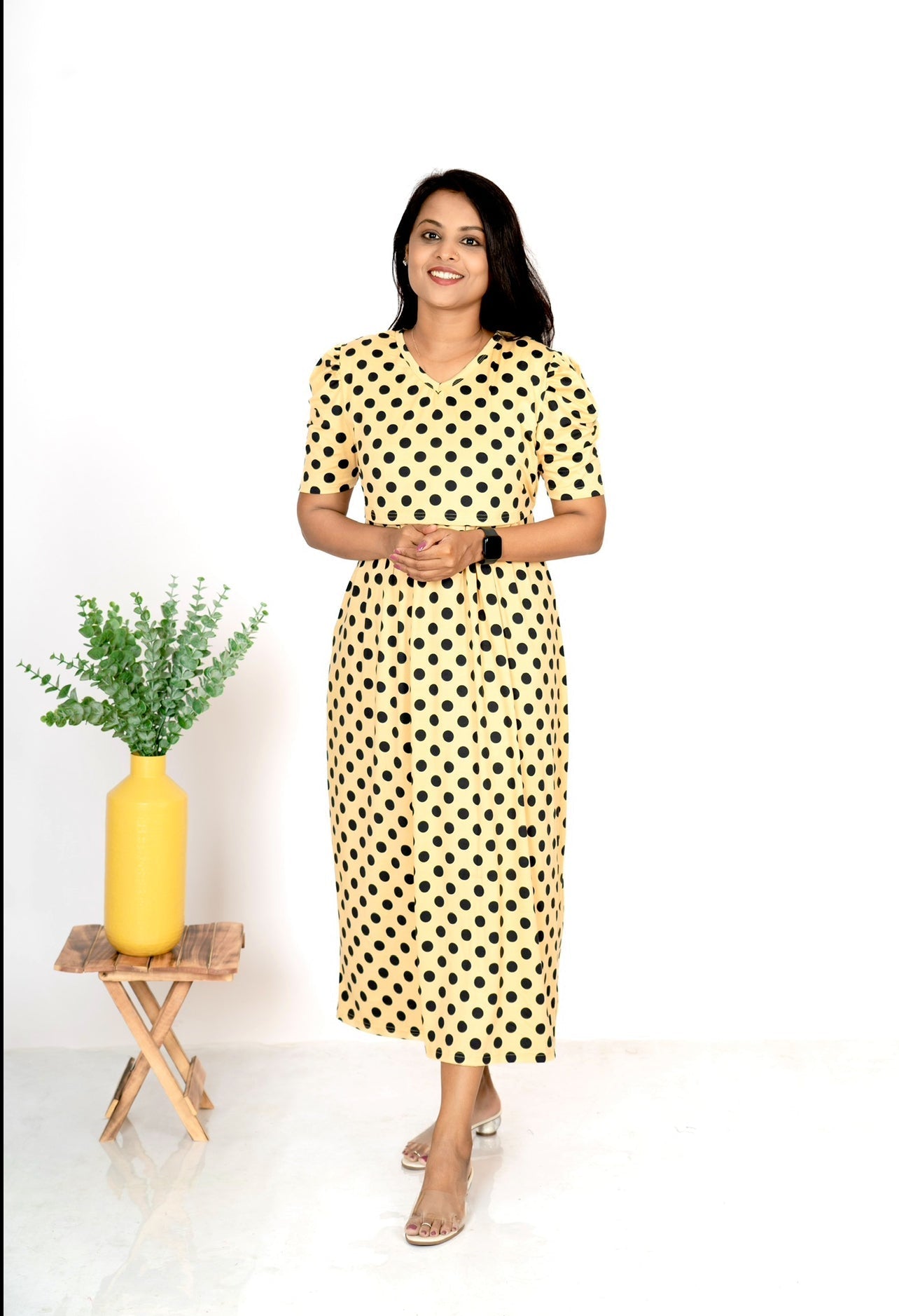 Luxury calf length  Polka Light Weight Dress