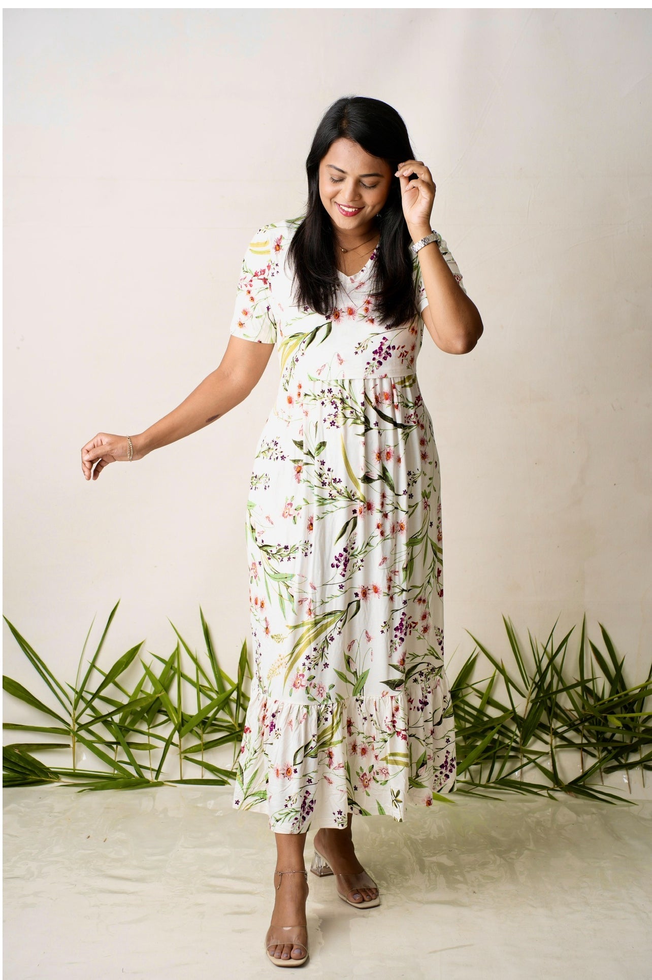 Luxury Maxi Amore Dress with frill light weight