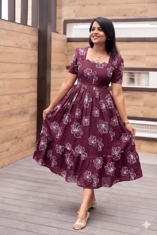 Preethi Casual Dress With Lining ( No-Iron Everyday Dress) new