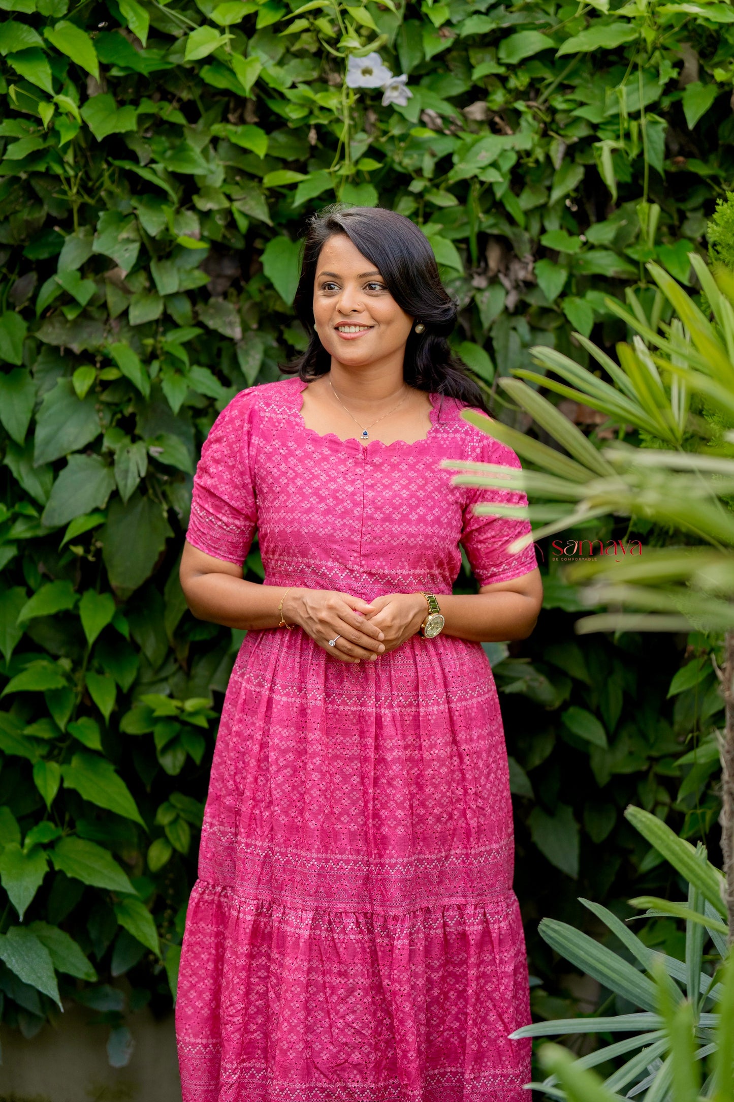 Aria  Hakoba bandhani print  Dress With Lining ( stain in the dress so sold at sale price )