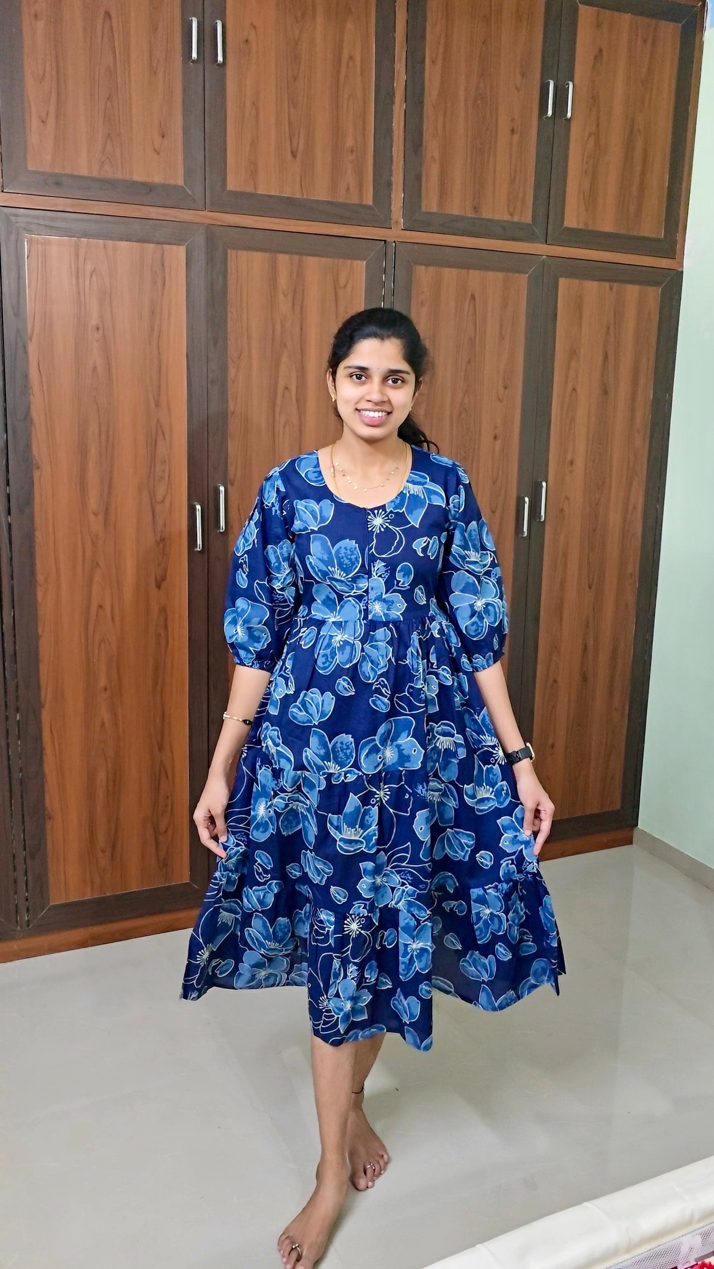 Navy blue day to night dress without lining