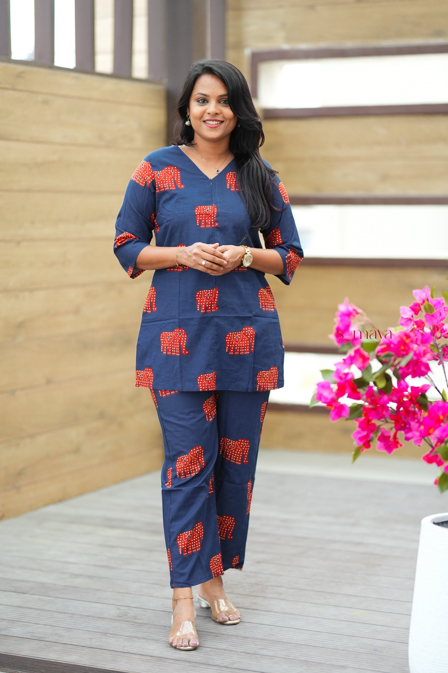 Navy Elephant Night Co-ord Set (Ready to dispatch)