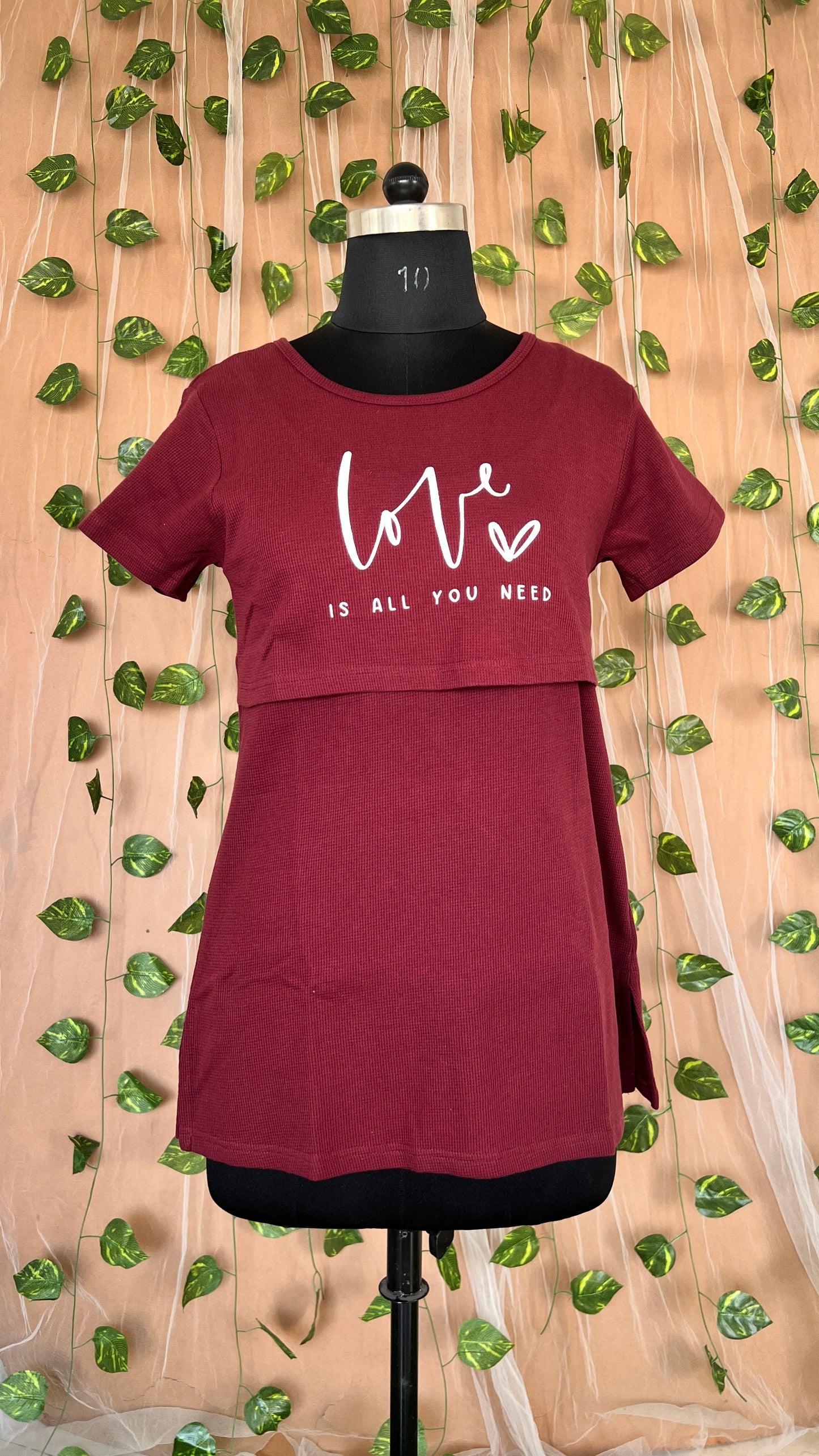 Maternity T-shirt Maroon love thick weight