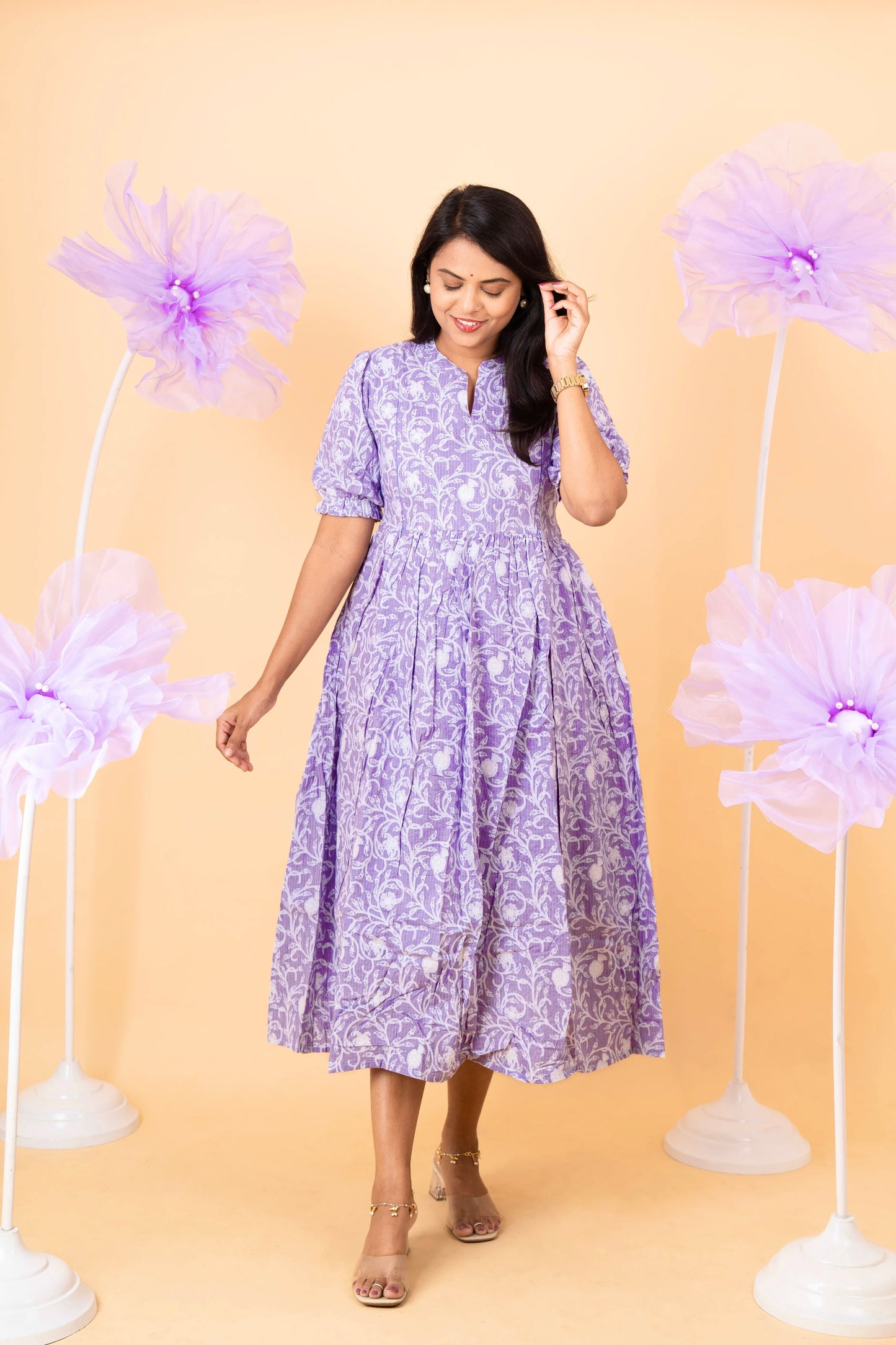 Megham casual  Dress With Lining Non-Maternity & Feeding-Friendly Dress