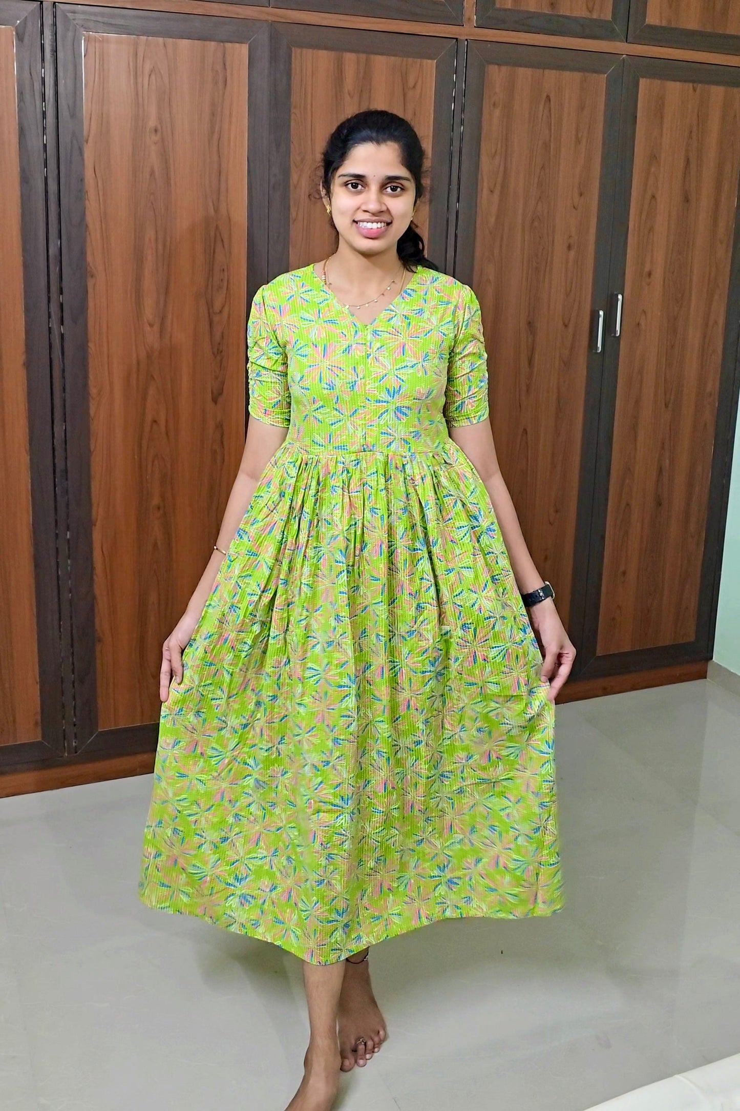 Green day to night dress without lining