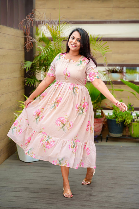 Roselyn georgette casual  Dress With Lining ( No-Iron Everyday Dress)