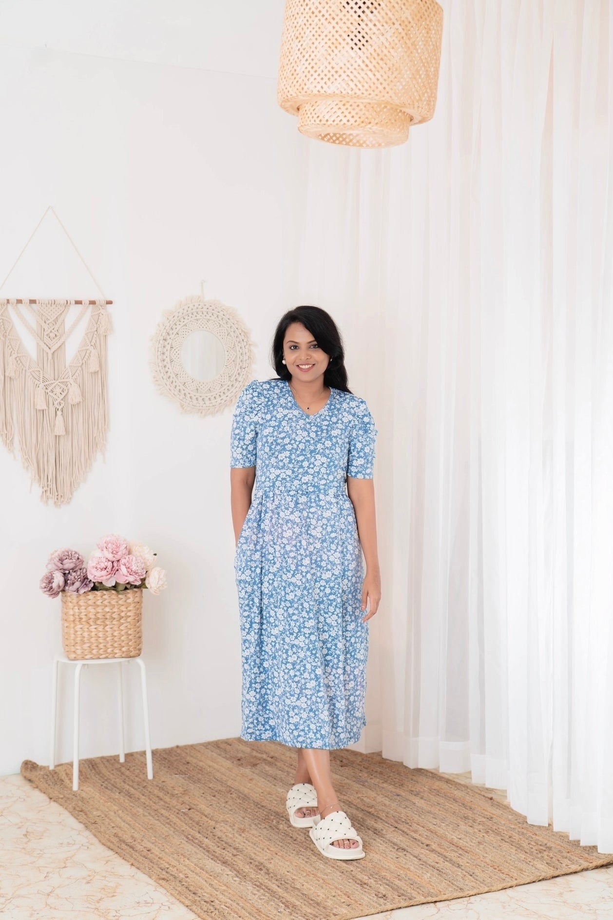 Midi RIYA Light Weight Dress summer collection ( SLIGHTLY FADED AS SHOWN IN PHOTO)