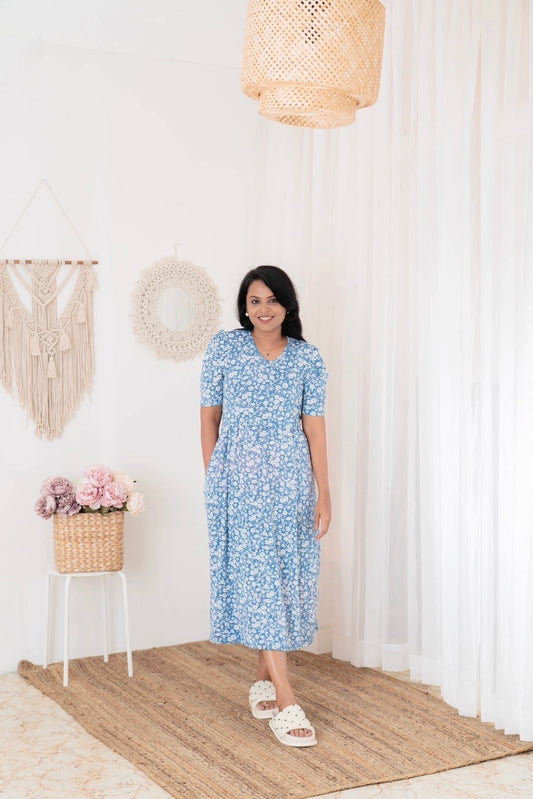 Midi RIYA Light Weight Dress summer collection ( SLIGHTLY FADED AS SHOWN IN PHOTO)