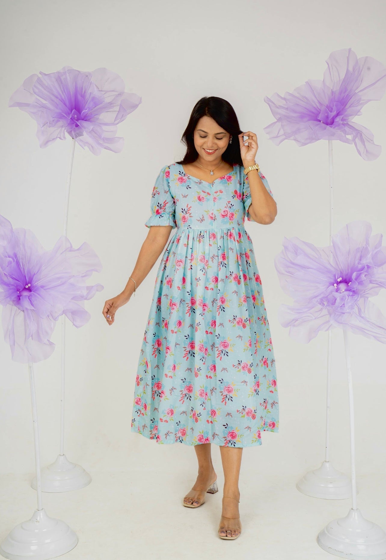 Mint marvel casual  Dress With Lining "Non-Maternity & maternity Feeding-Friendly Dress"