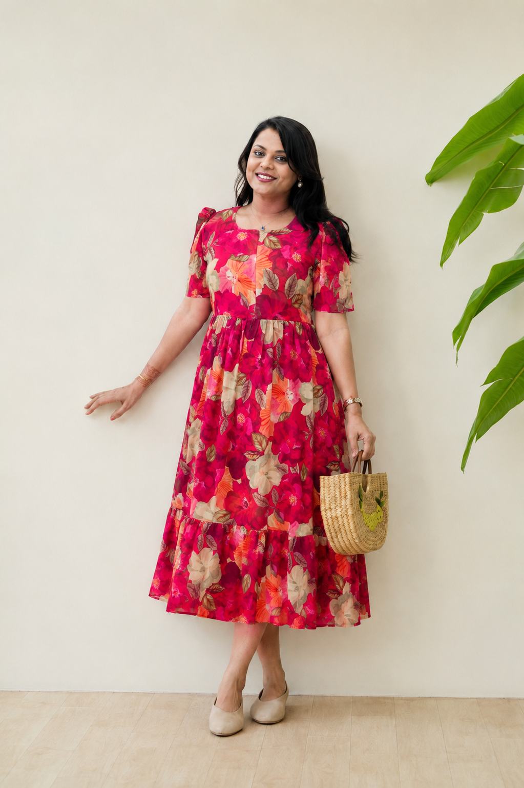 Shruthi georgette casual  Dress With Lining ( No-Iron Everyday Dress)