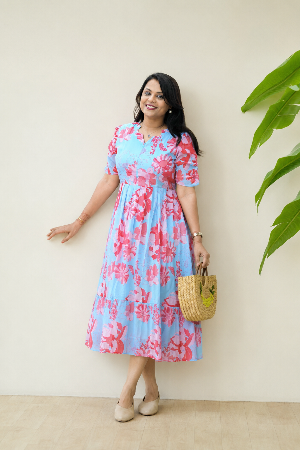 Marina georgette casual Dress With Lining ( No-Iron Everyday Dress)