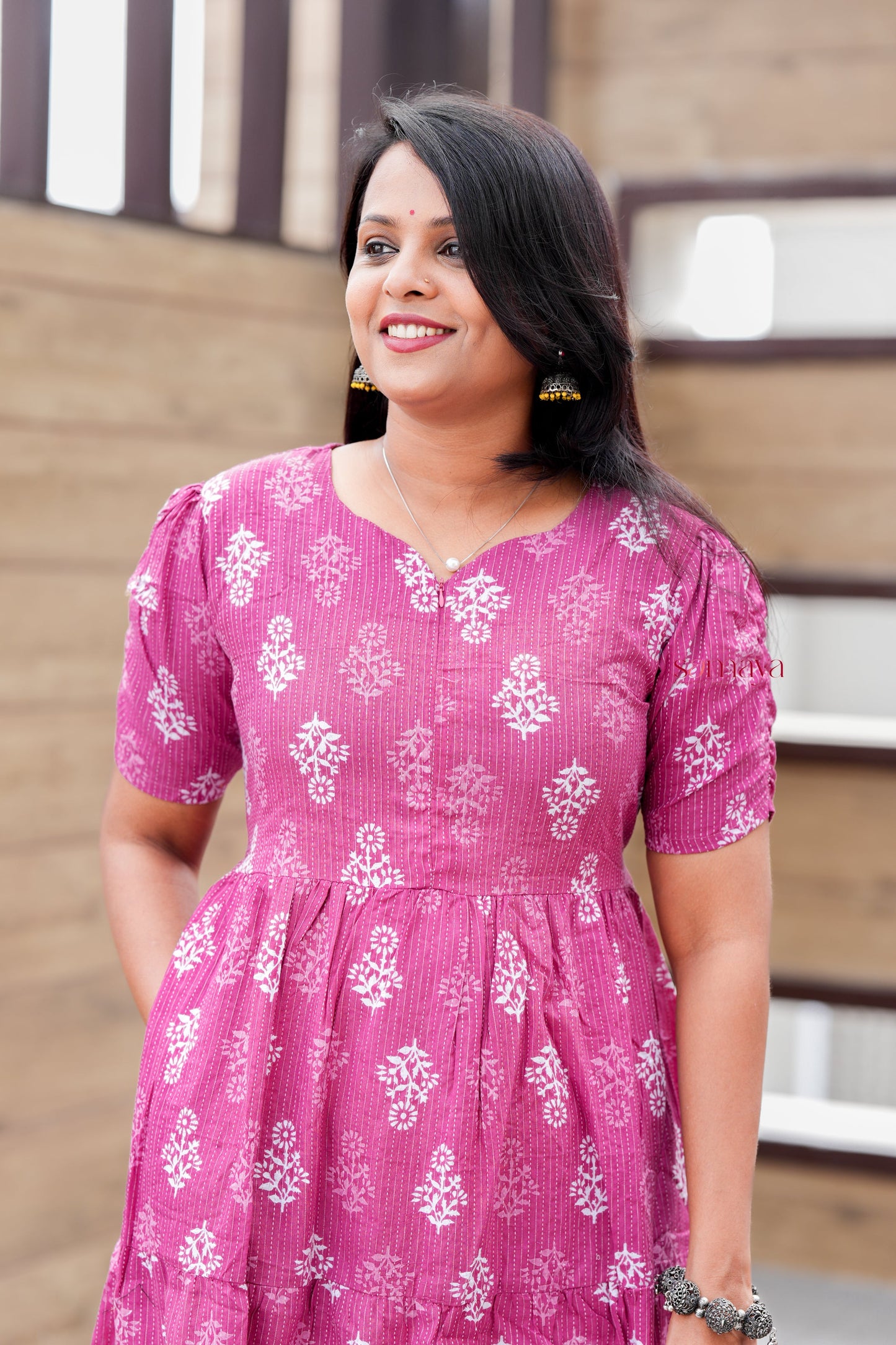 Mauve day to night dress without lining