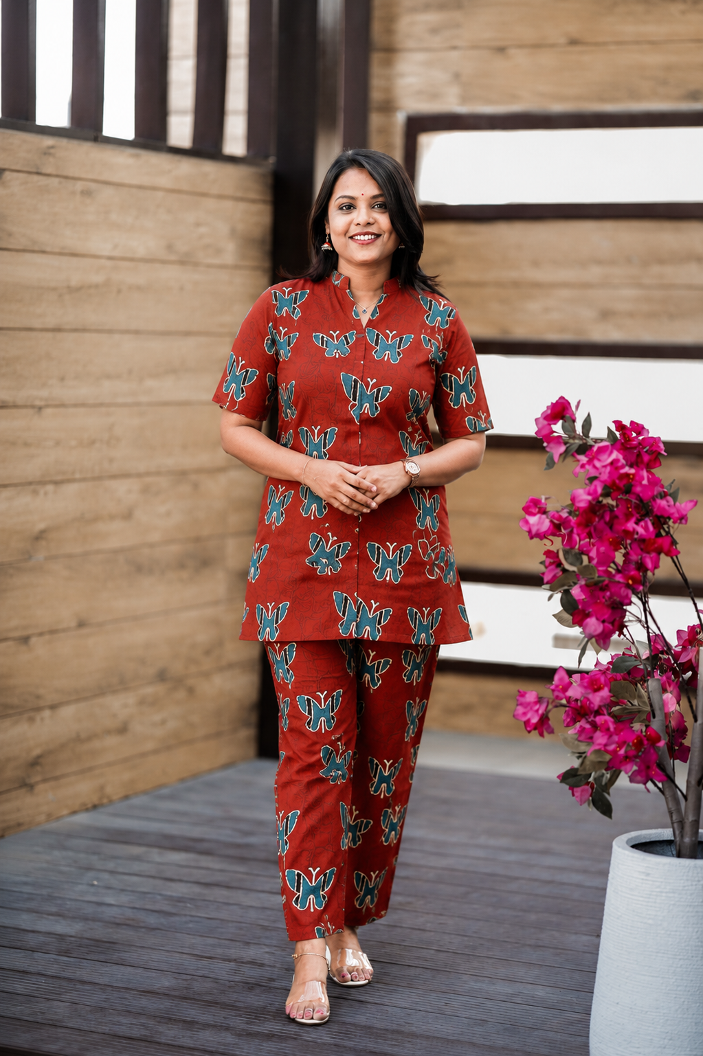 Theera-maroon butterfly day to night  Co-ord Set