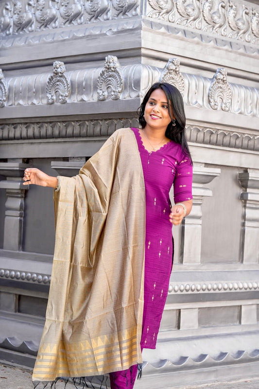 Janani 3 piece raw silk suit set( ready to dispatch)