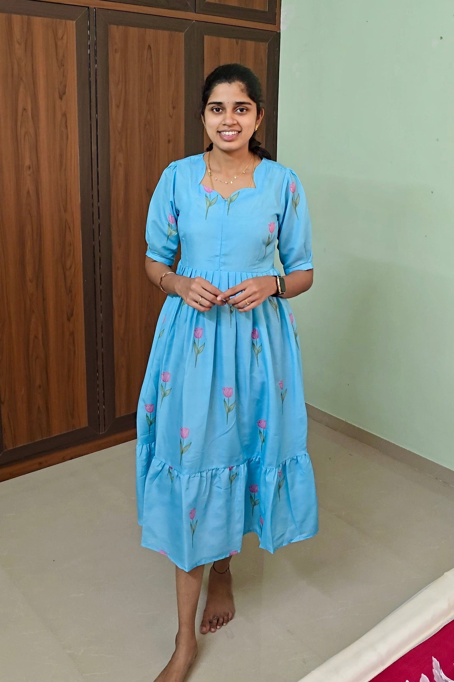 Sky rose  Day to Night Dress Without Lining( No-Iron Everyday Dress)