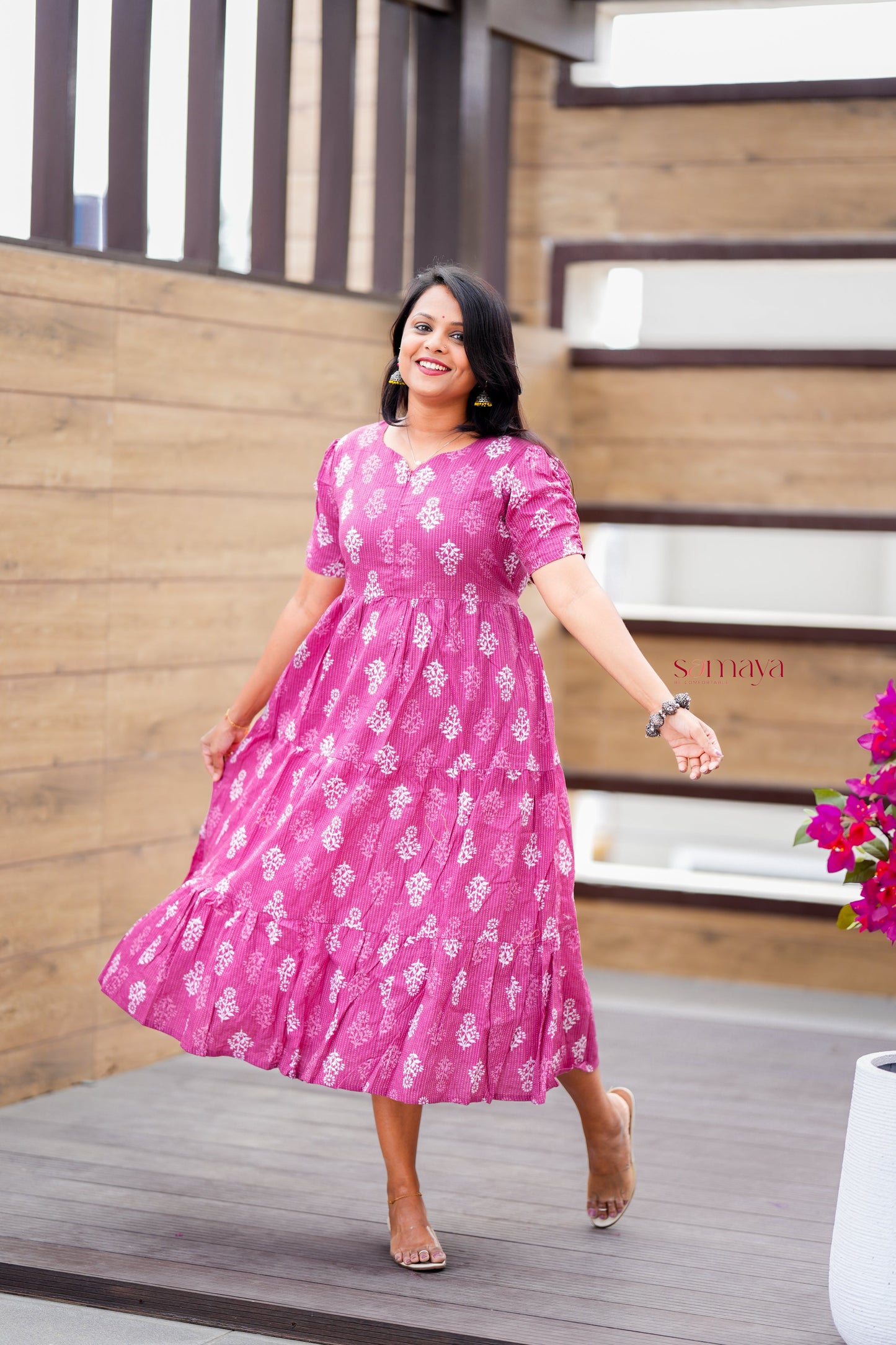 Mauve day to night dress without lining