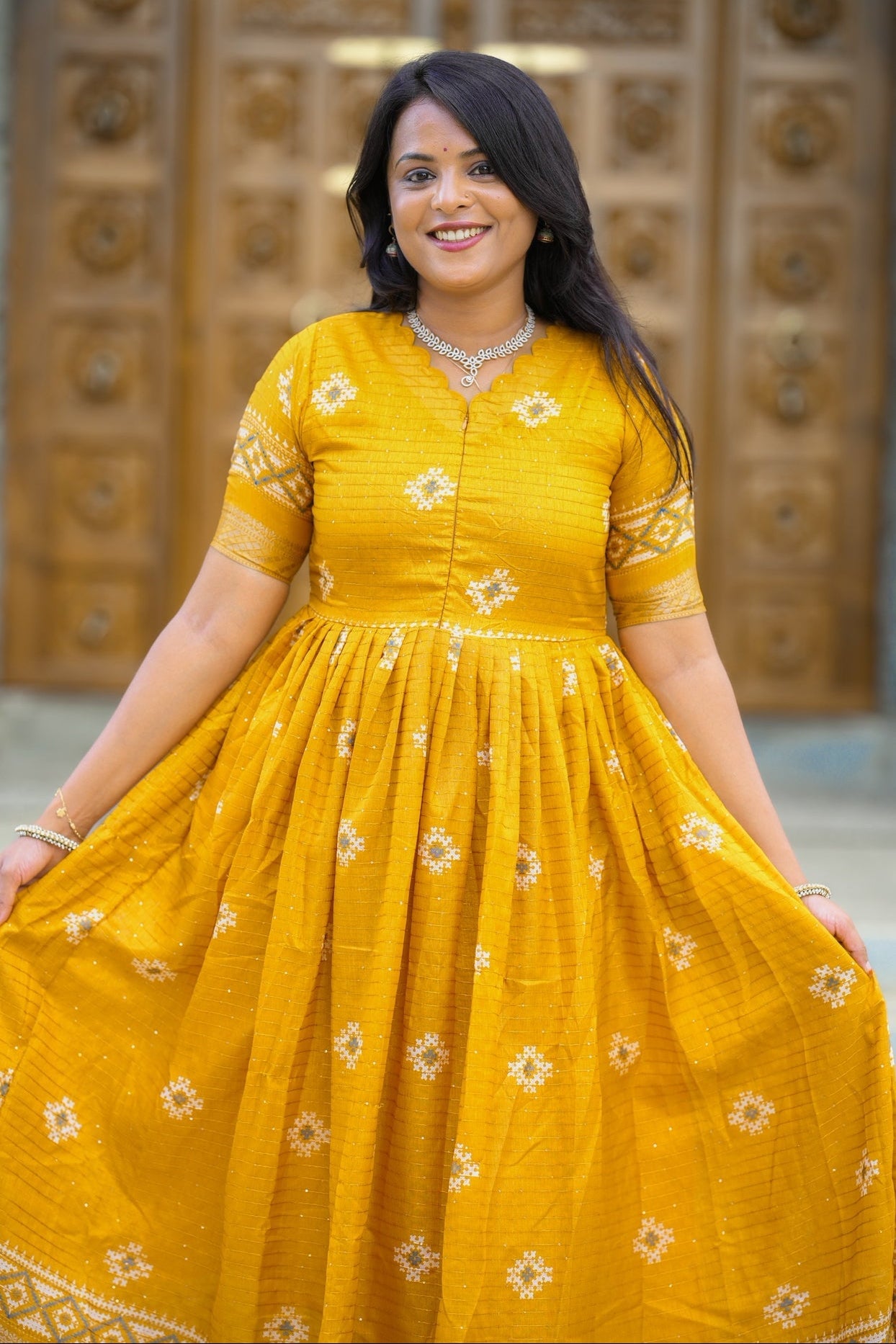 Keerthi festive maxi  Dress with Lining ( ready to dispatch)