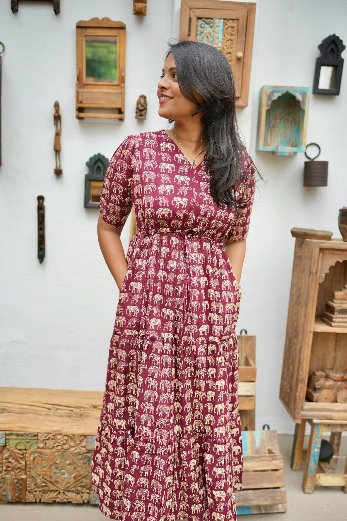 Elephant Casual Dress With Lining