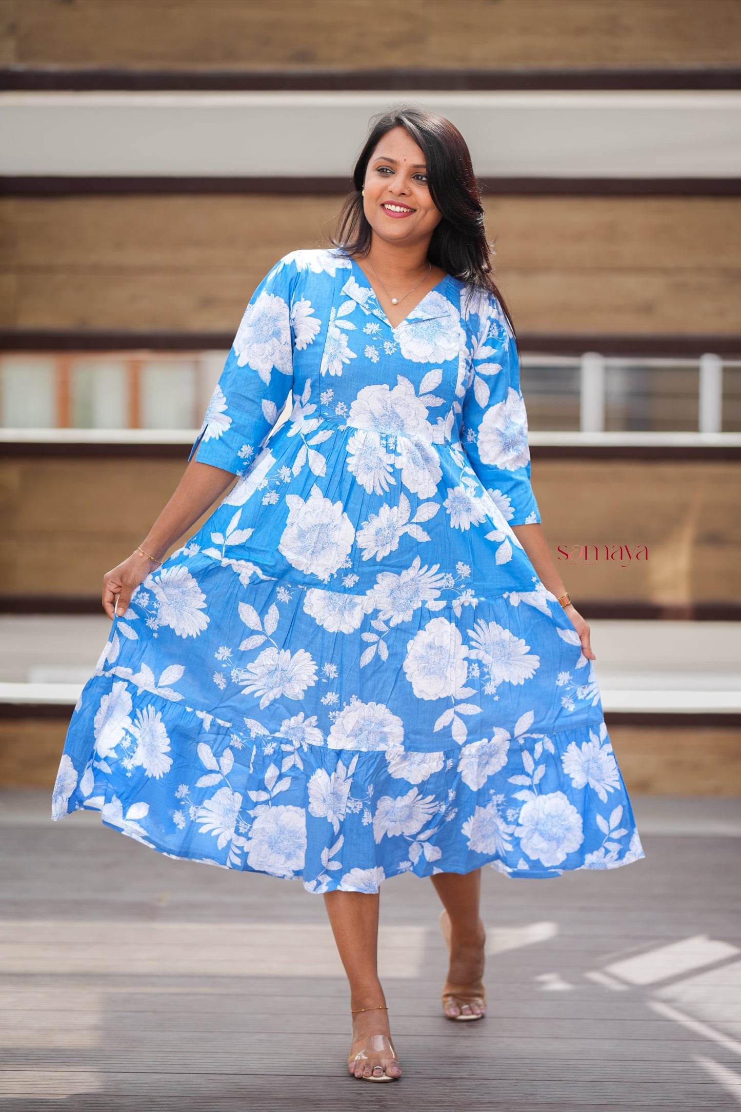 Sky white day to night dress without lining