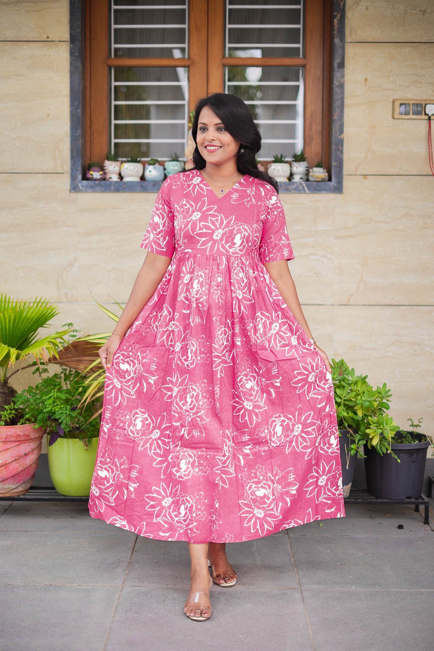 Pink Day to Night Dress Without Lining