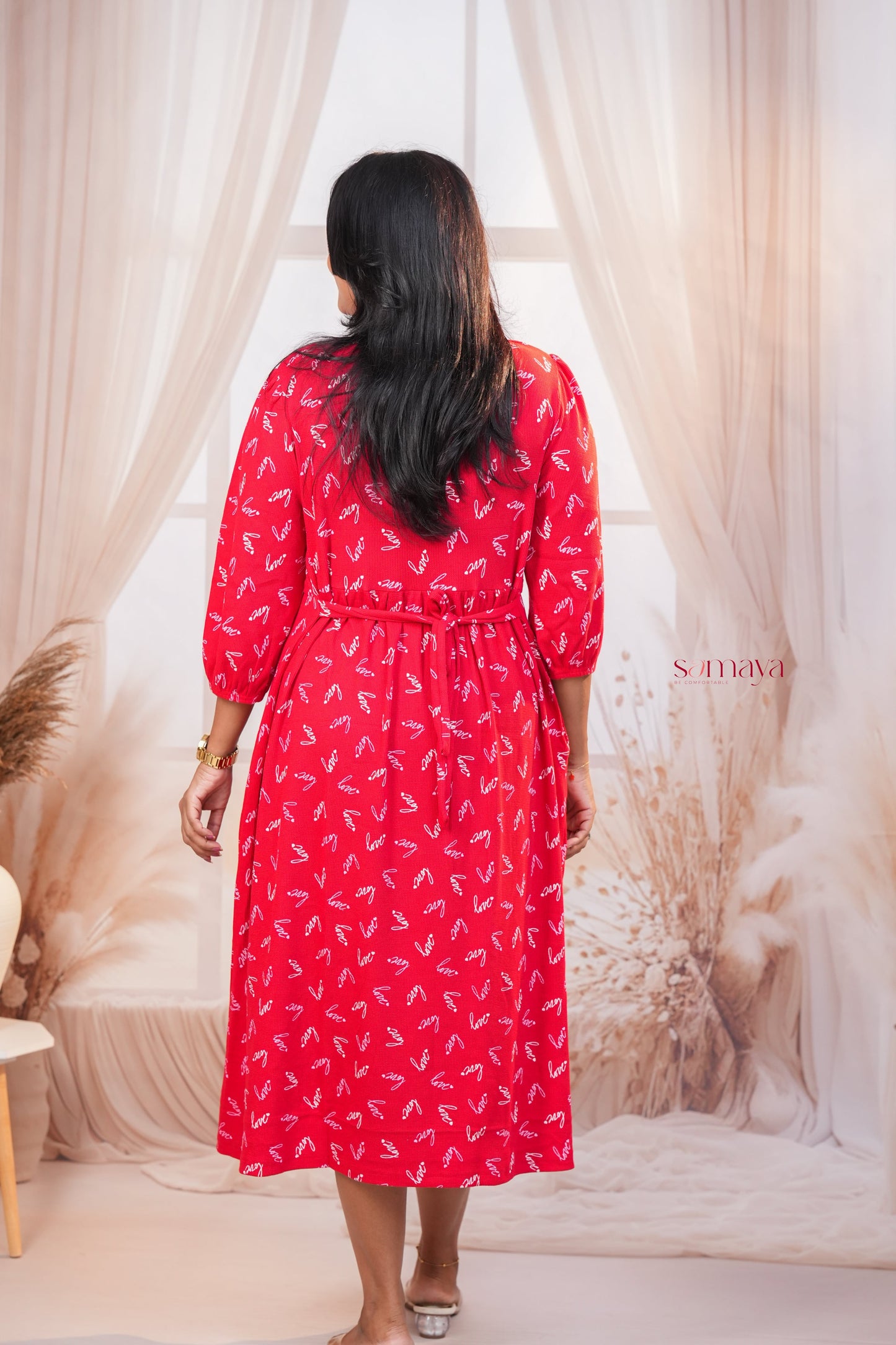 Calf Length  Love Waffle Light Weight Dress
