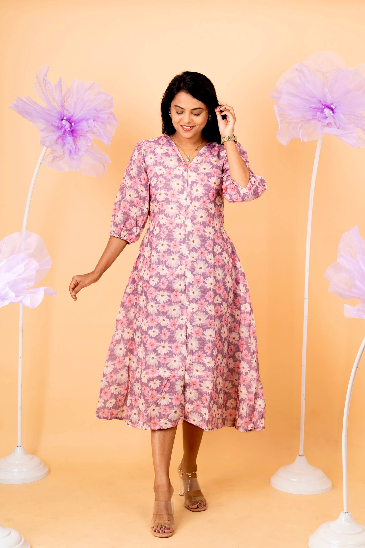 Megha casual  Dress With Lining ( No-Iron Everyday Dress)