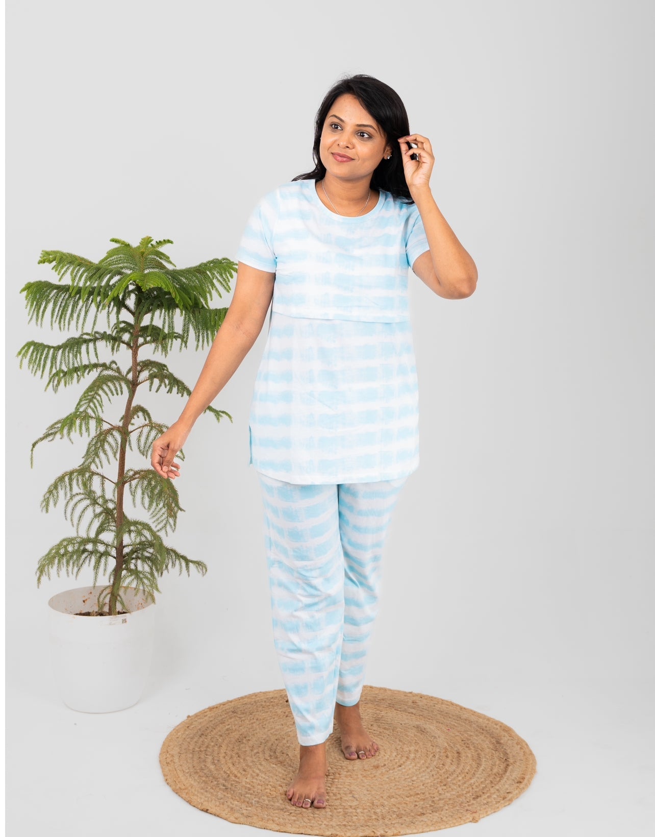 Skyblue tie & dye Feeding Pant set (light weight)