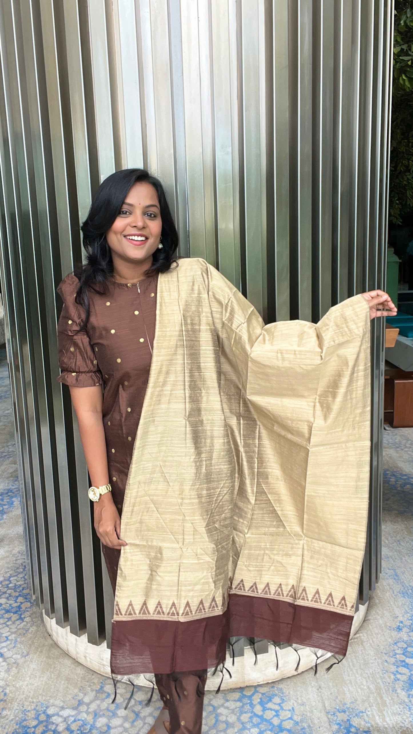 Samantha  inspired 3 piece raw silk suit set with dupptta