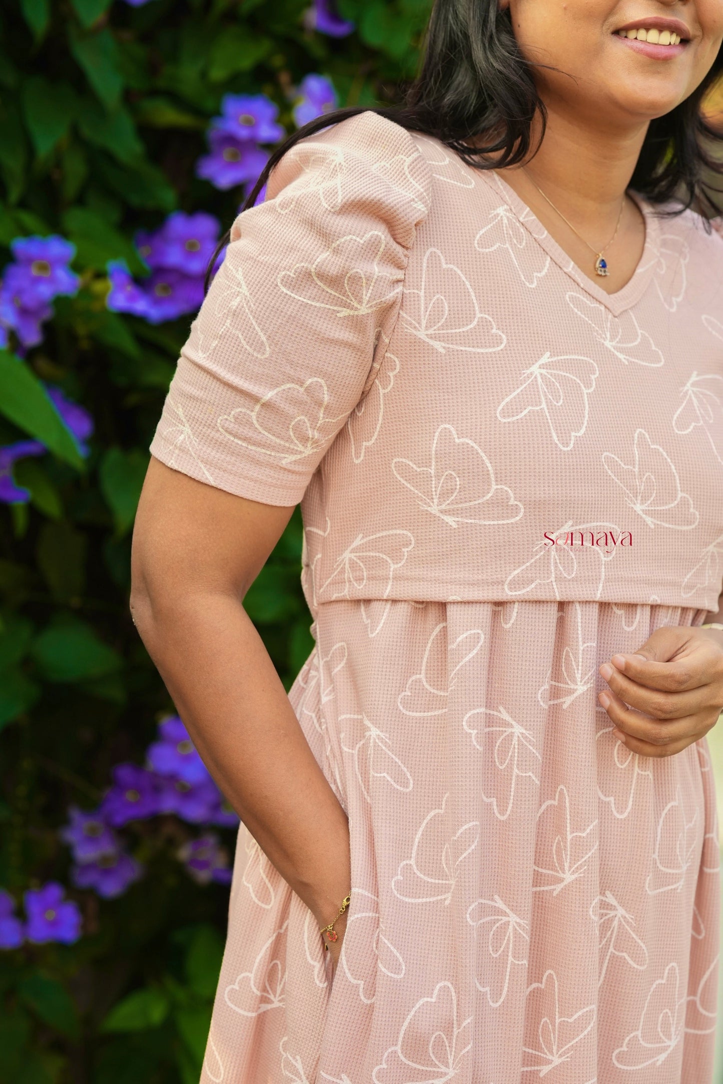 Maxi butterfly waffle Dress