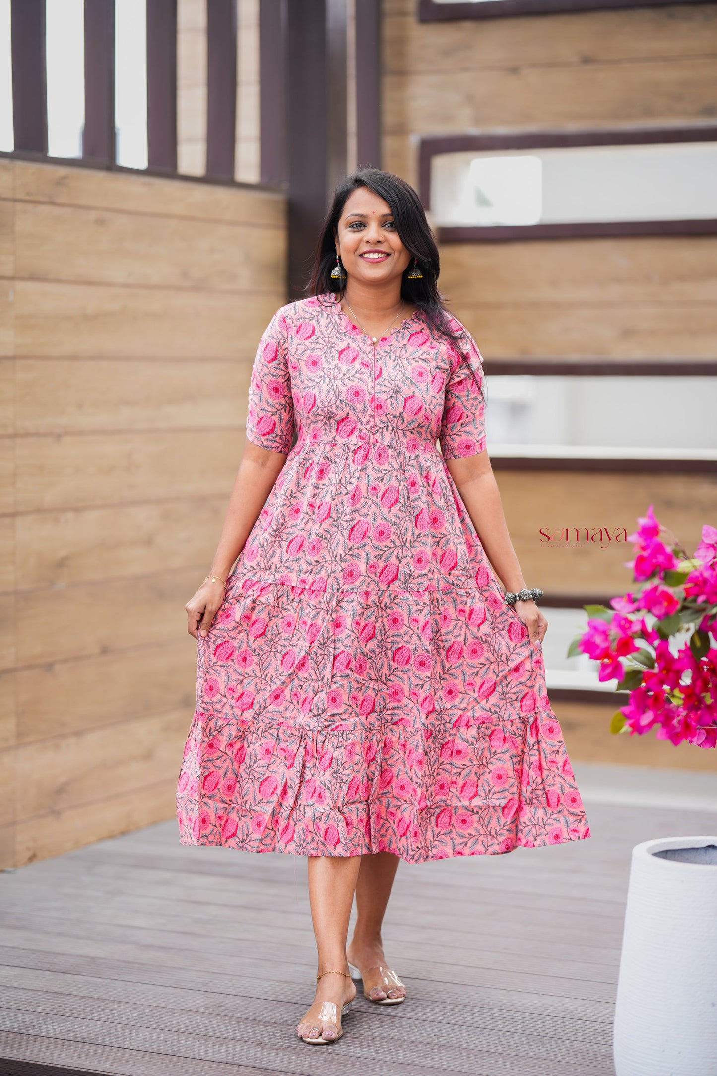 Peach day to night dress without lining
