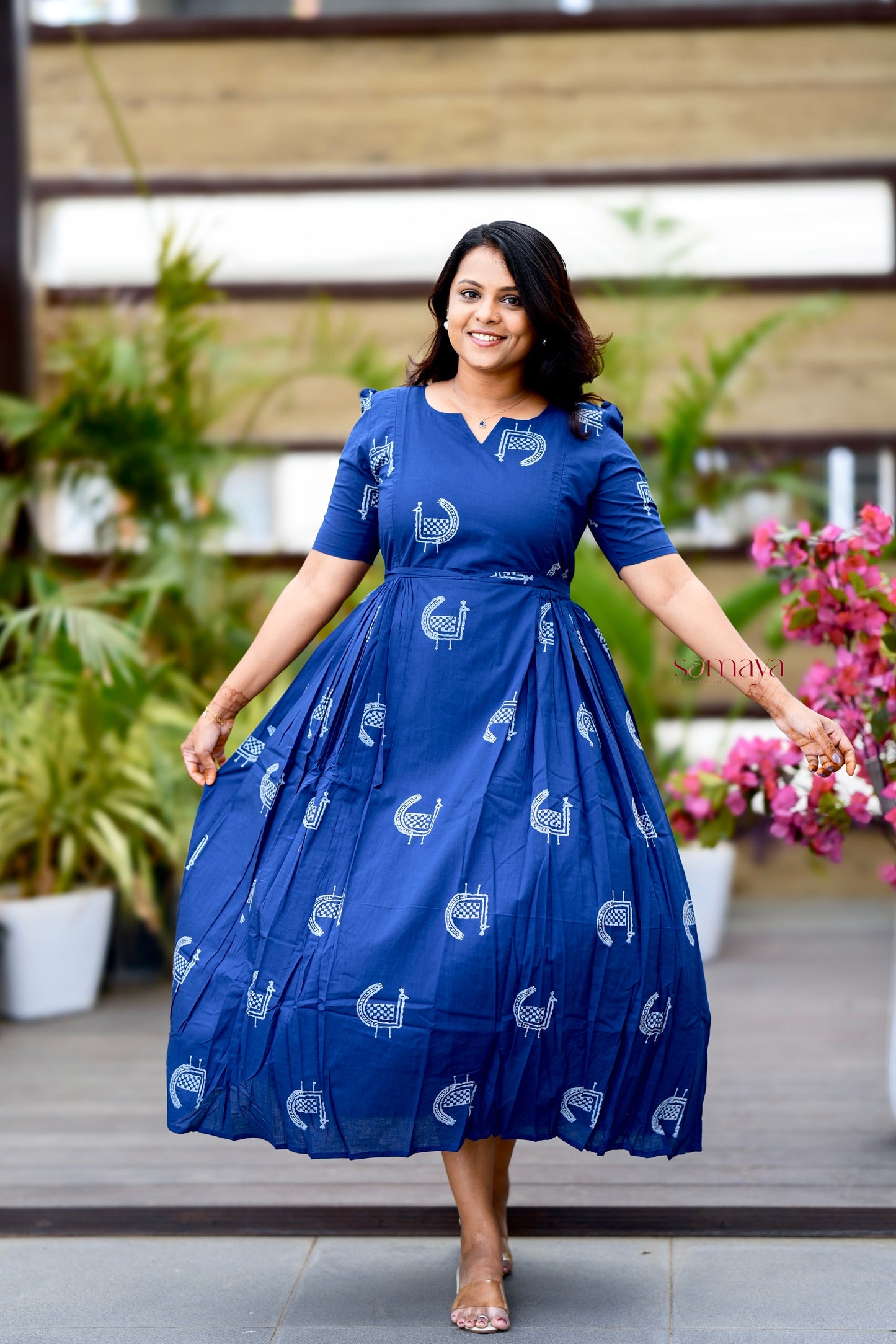 Peacock  Casual Dress With Lining