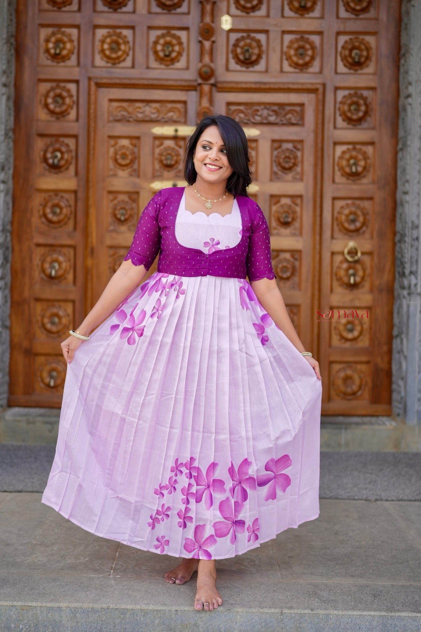 Aura Chanderi Dress With Lining ( over coat detachable) ( pre order )