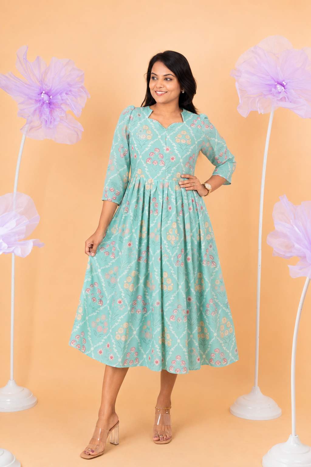 Laya georgette casual  Dress With Lining ( No-Iron Everyday Dress)