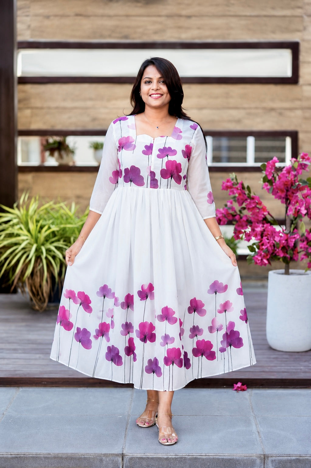 Aura georgette casual  Dress With Lining ( No-Iron Everyday Dress)