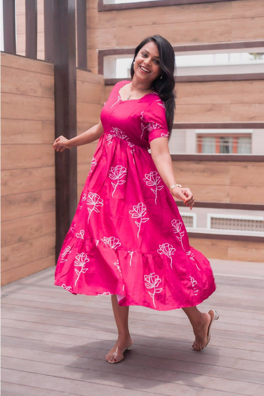 Pink Casual Dress With Lining ( No-Iron Everyday Dress)
