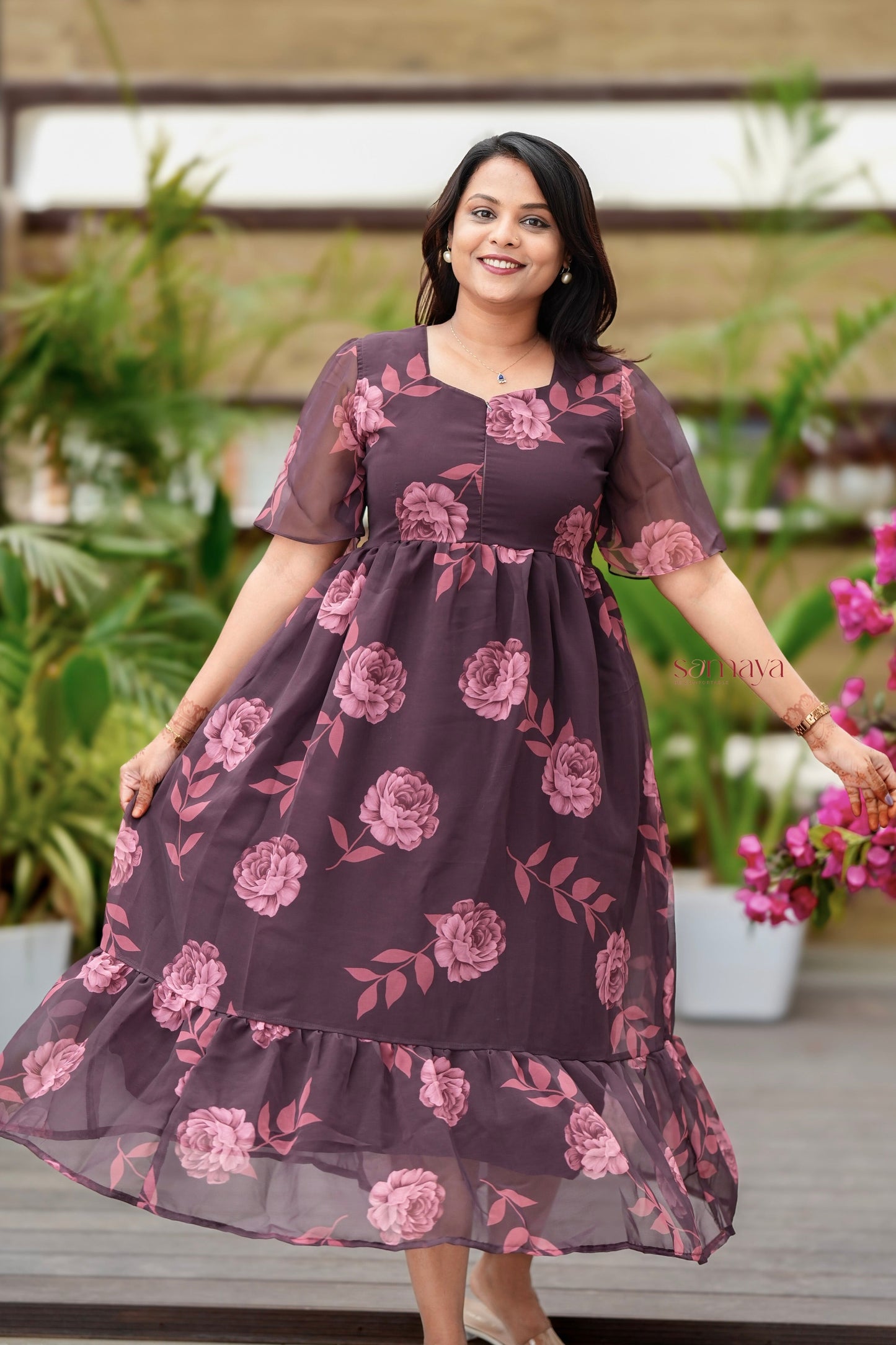 Maxi georgette casual Dress With Lining ( No-Iron Everyday Dress)50” inch