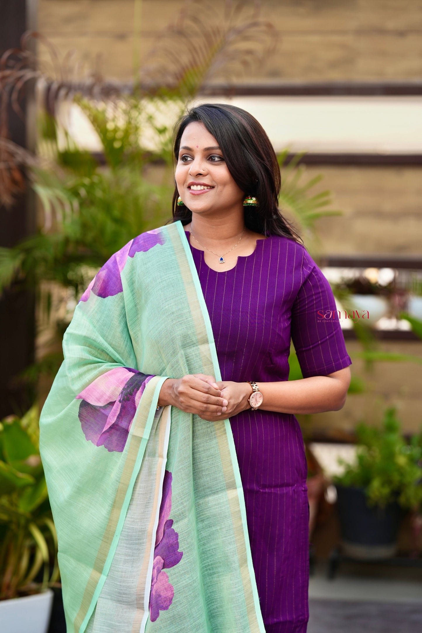 Rohini  raw silk suit set of 3 with linen gold border   ( ready to dispatch )