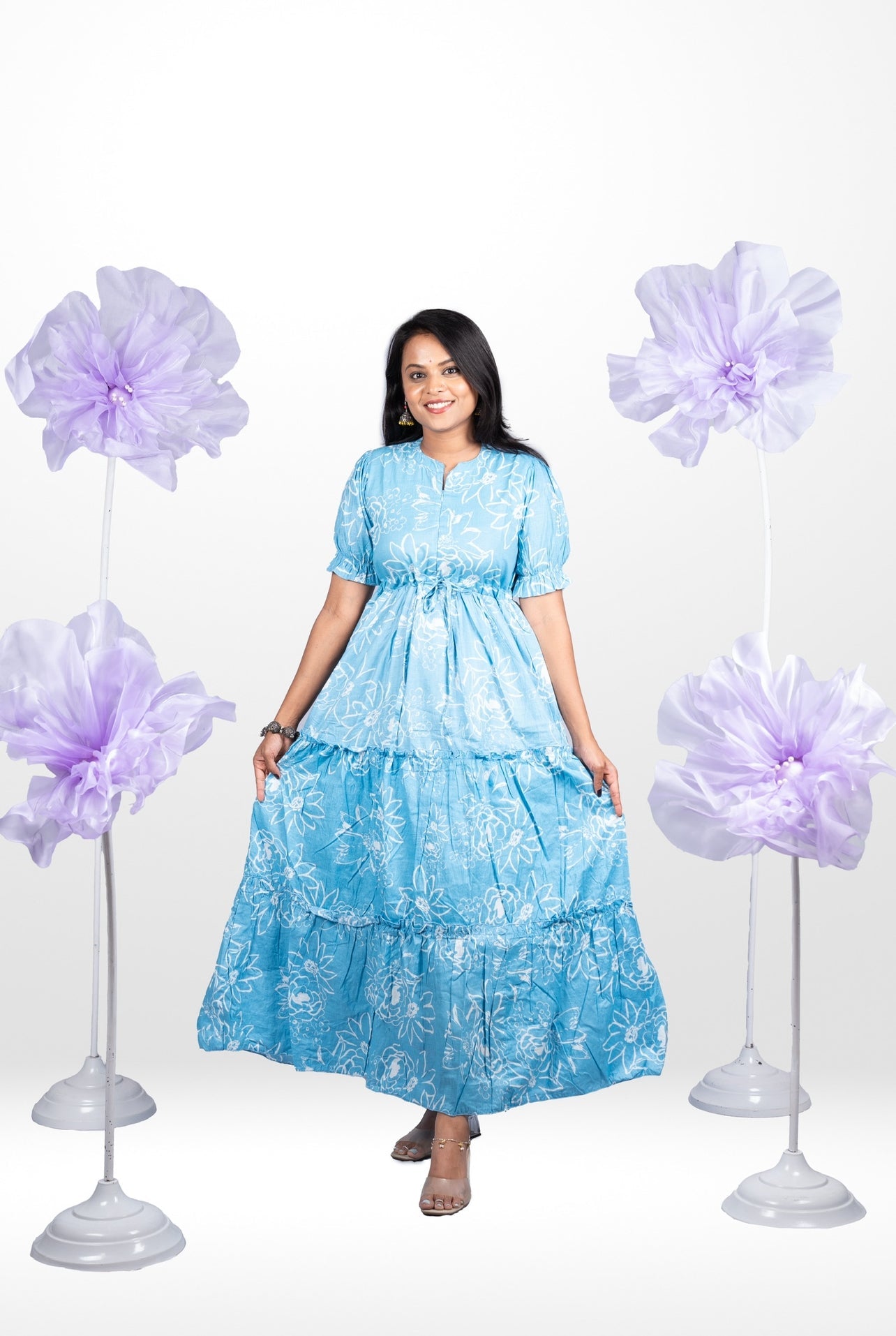 Vaanam casual Maxi Dress With Lining Non-Maternity & Feeding-Friendly Dressing