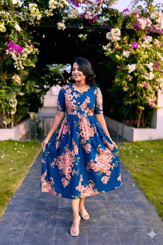 Bougainvillea - blue Casual Dress With Lining