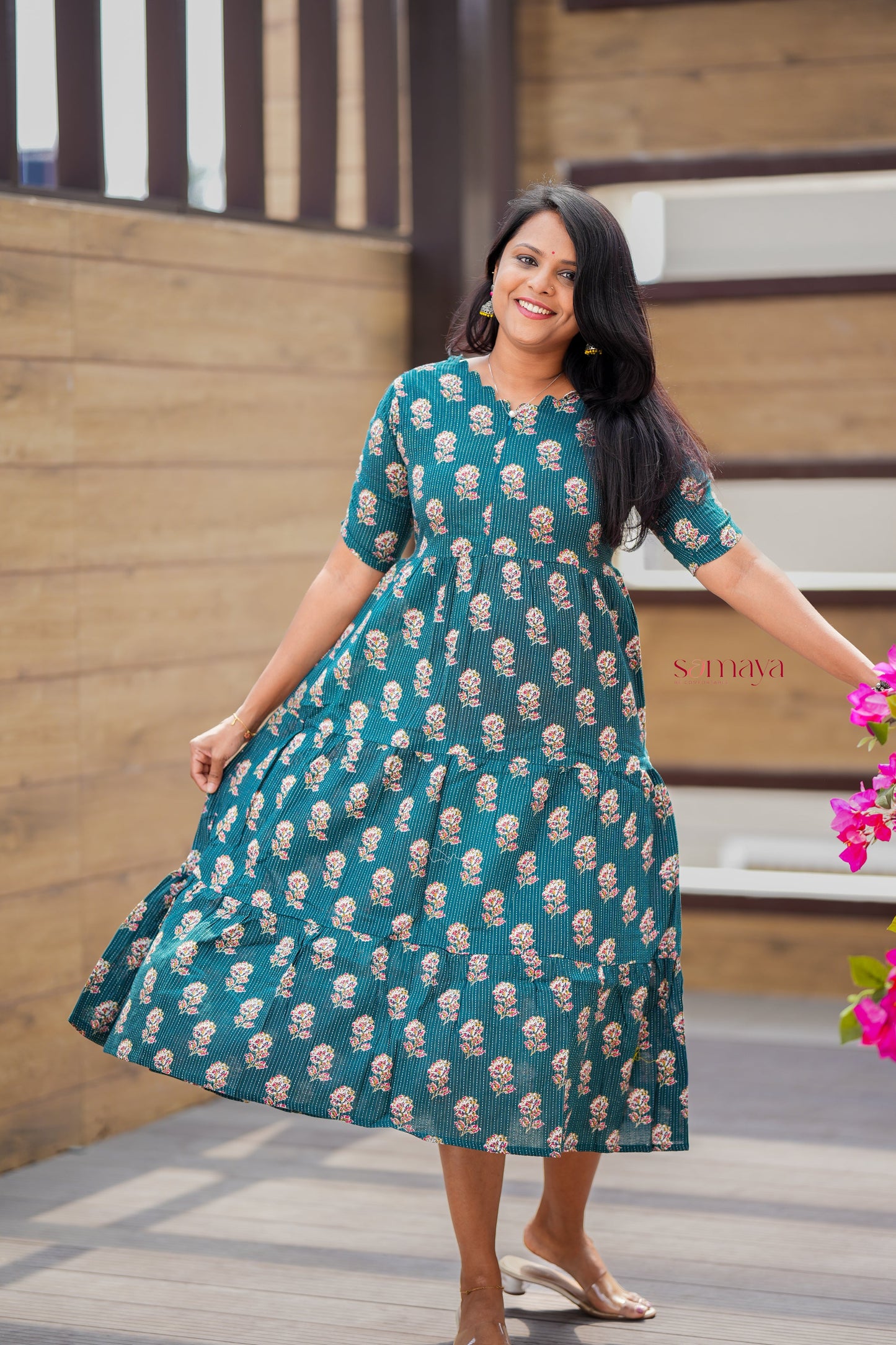 Dark Green day to night dress without lining