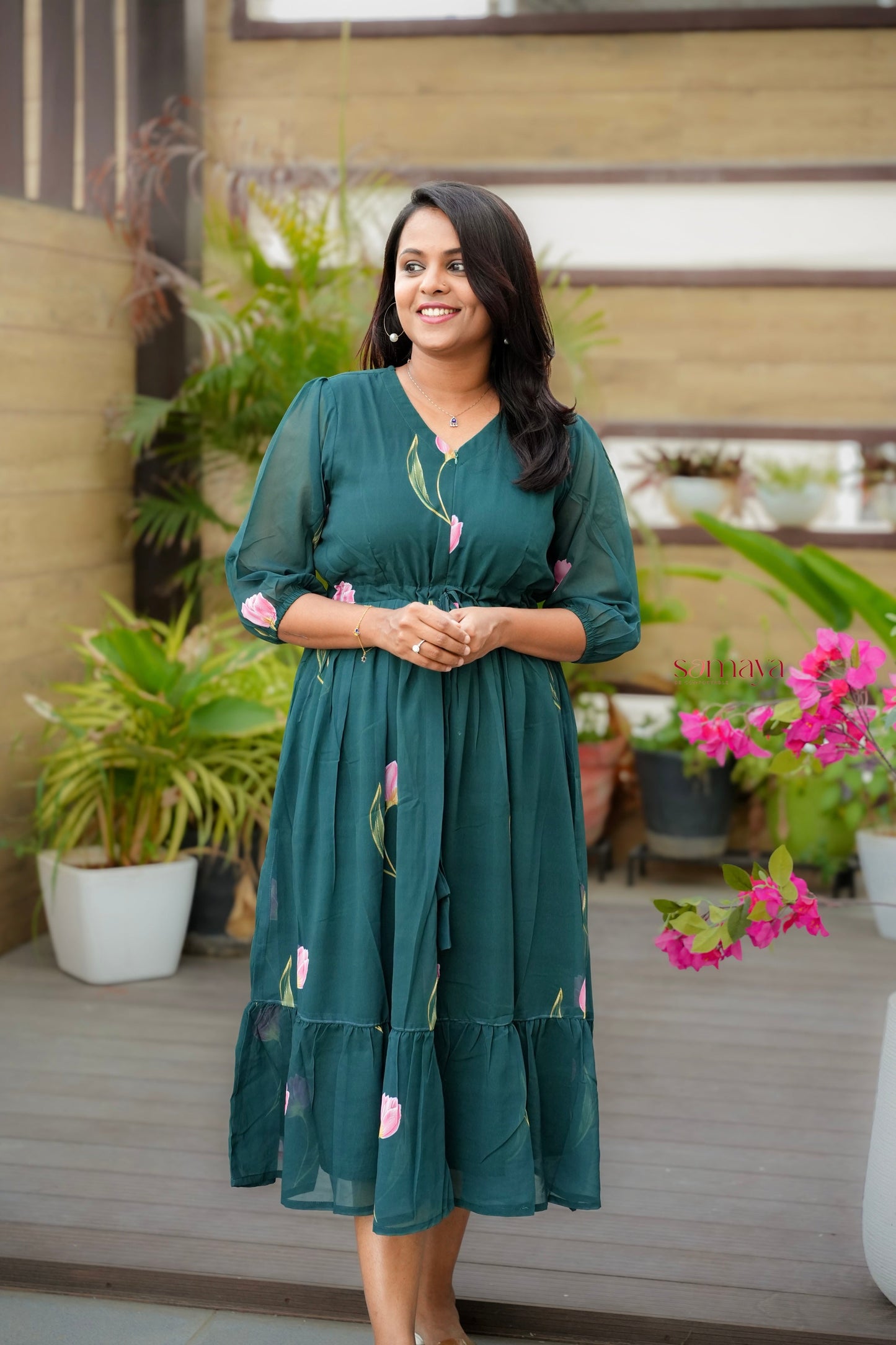 Tulip georgette casual  Dress With Lining ( No-Iron Everyday Dress)